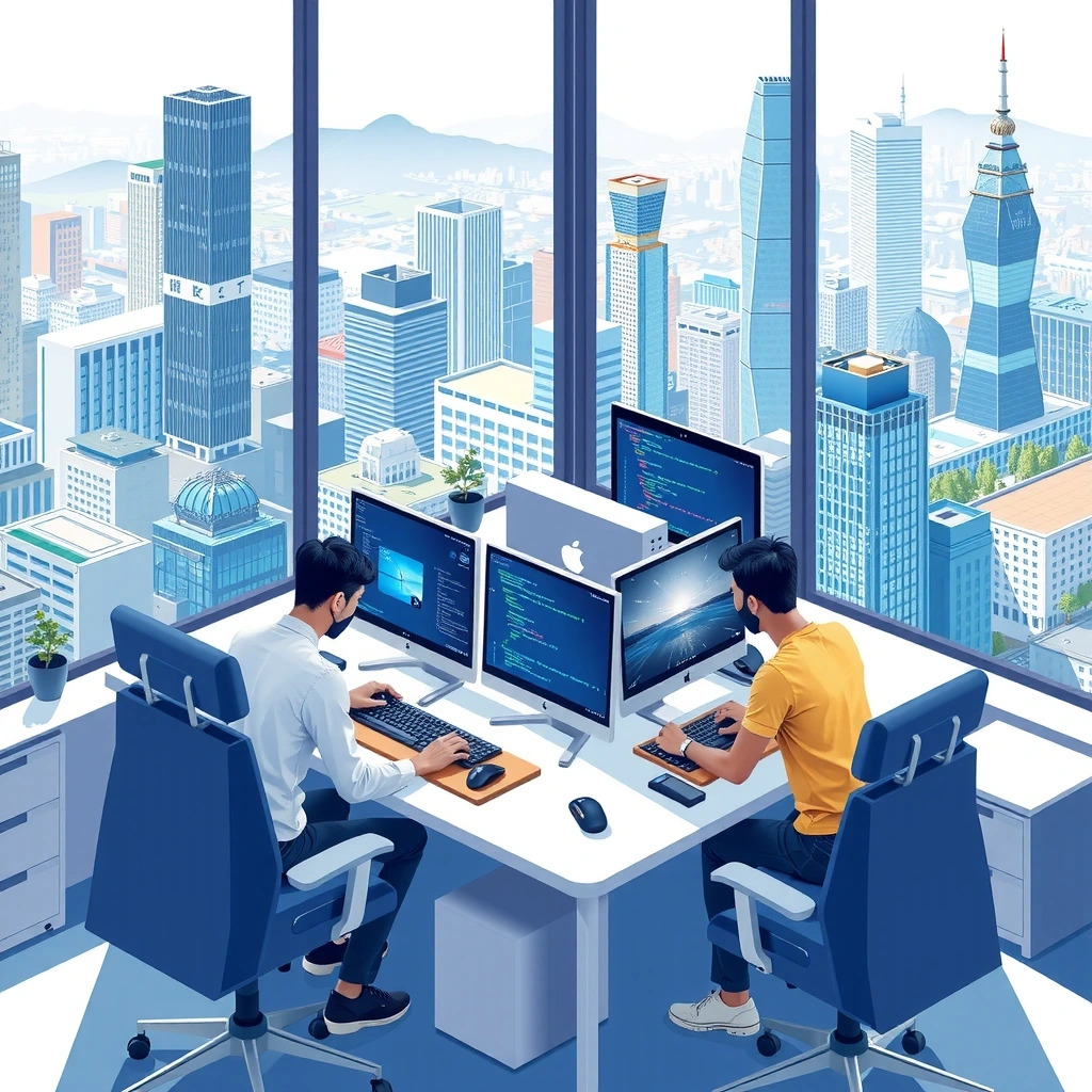 Development team collaborating in Seoul office