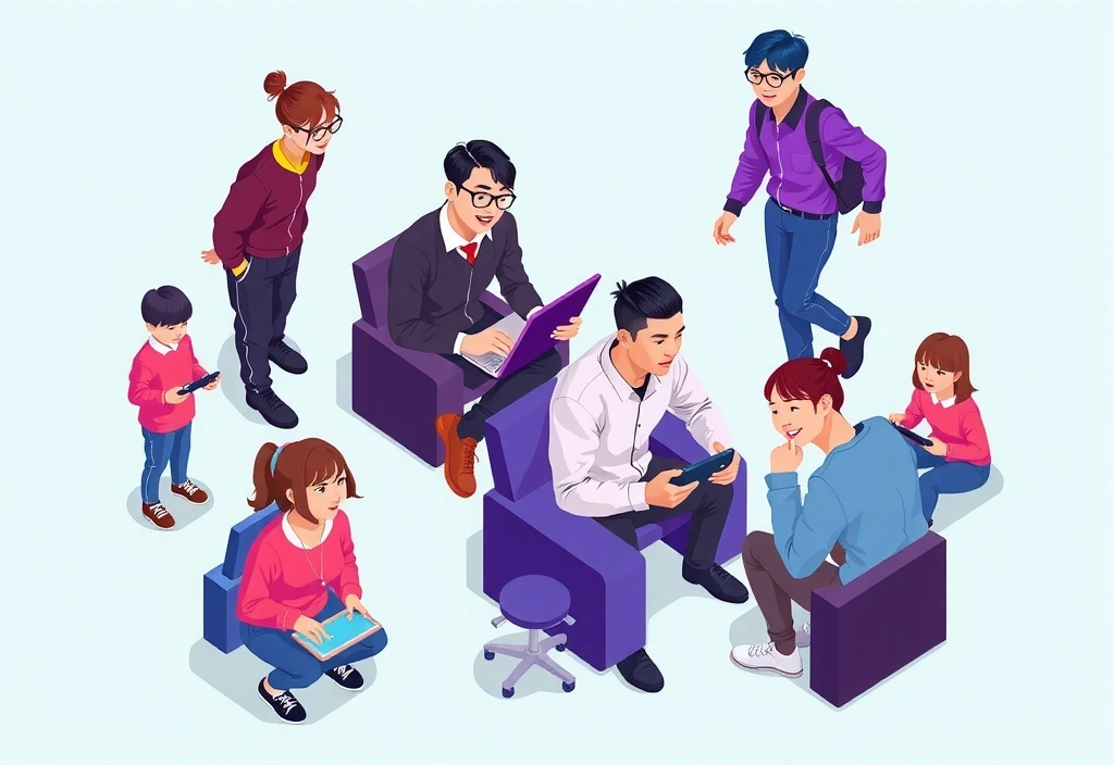 Gaming community illustration showing diverse users collaborating